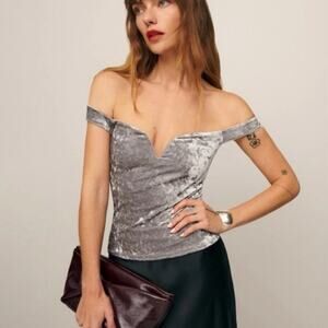 NWOT Reformation Andria Knit Top in Moonlight Velvet SZ XS